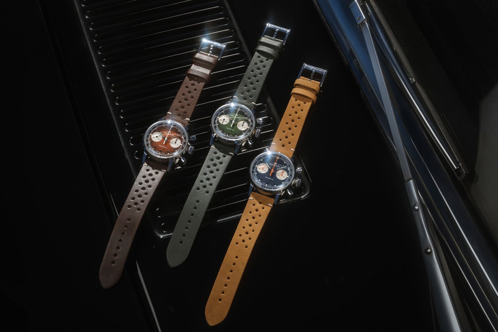 Hamilton Intramatic Chronograph: Available in Green, Brown, and Blue Variants