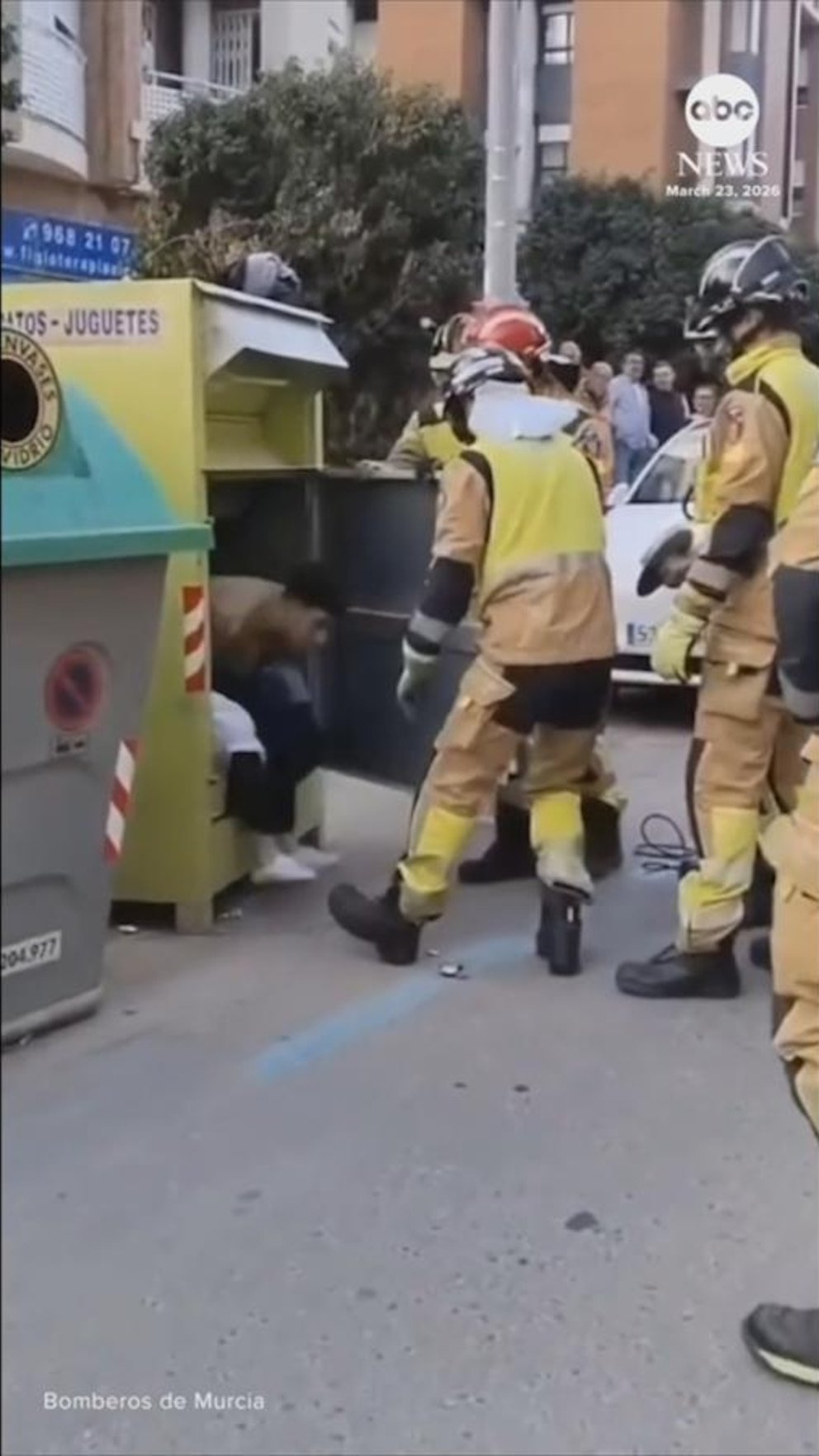 VIDEO: Firefighters Save Man Trapped in Donation Bin