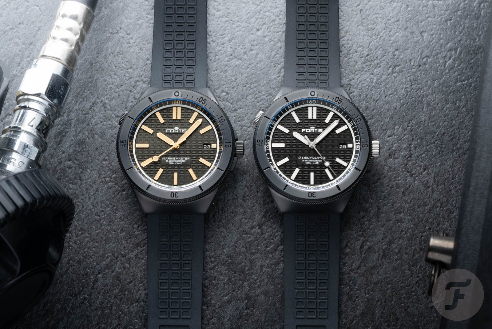 Fortis Marinemaster M-44 DLC: Gravity Black Watch with Durable Black Resin Strap